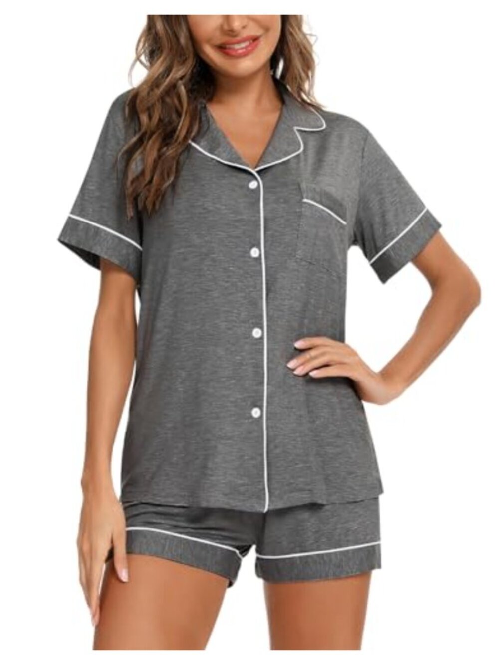 Modal Knit Short Pajama Set with Button Front Top
